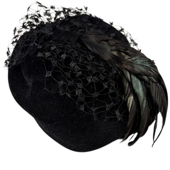 Women\'s antique Betmar black velvet lace &‎ feather hat main image 4